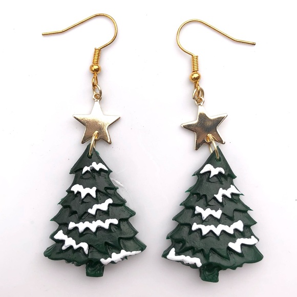 Jewelry - Handmade Christmas tree earrings